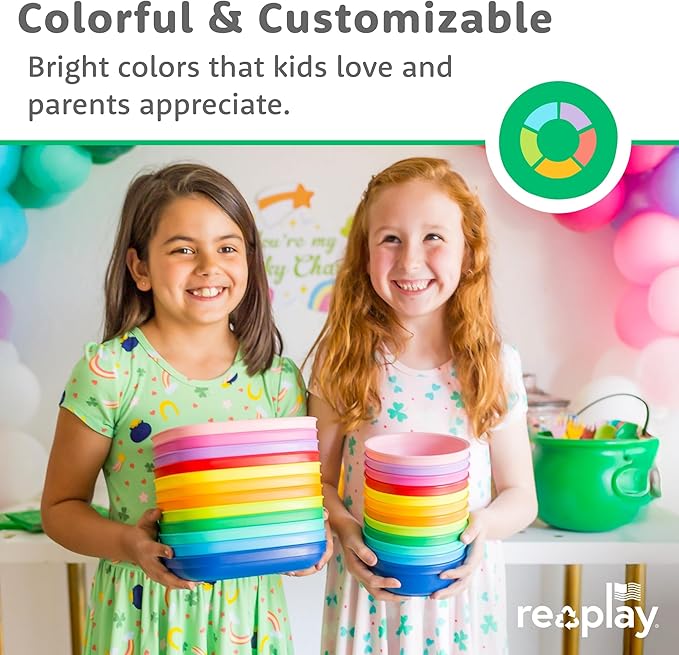 Re-Play 12 Oz. Toddler Bowls for Snack and Everyday Dining - Dishwasher and Microwave Safe - Made in USA - Set of 3-5.75" x 5.75" x 2" - Beach Baby