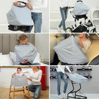 Breathable Car Seat Cover for Babies – Multi-Purpose Soft Rayon Nursing Cover for Breastfeeding, High Stretchy Infant Carseat Canopy, Stroller Cover (Smooth Rayon, Light Grey)
