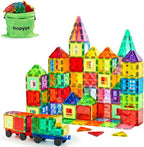 132 PCS Magnetic Tiles Building Blocks with 2 Cars, STEM Educational Construction Montessori Toys for Kids Ages 3 4 5 6 7 8 9, Magnet Building Set Gift for Boys Girls