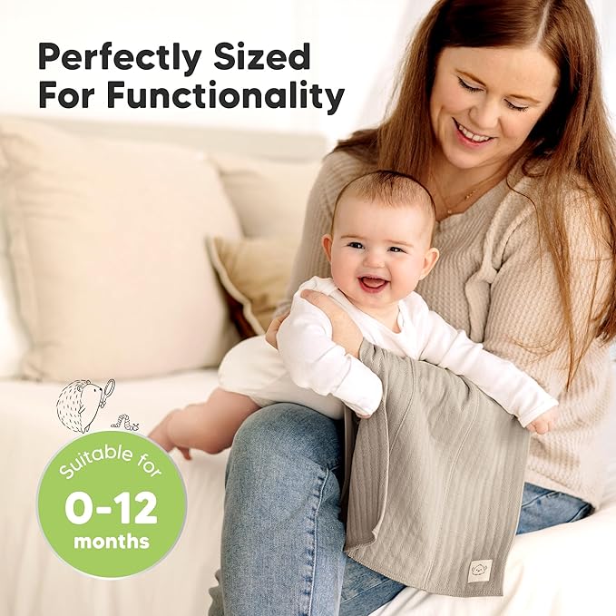 KeaBabies Organic Cotton Burp Cloths Baby Girl, Boy - 6-Pack Large Burping Clothes for Babies, Spit Up Rags, Super Soft & Absorbent Newborn Wash Towels, Gender Neutral, Non-Shrink (Stria, Hedges)