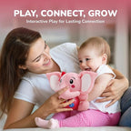 STEAM Life Musical Toys Gift for Baby Newborn 0-6 Month Infant - Plush Elephant Pink