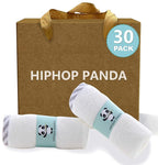 HIPHOP PANDA Baby Washcloths, Rayon Made from Bamboo - 2 Layer Ultra Soft Absorbent Newborn Bath Face Towel - Reusable Baby Wipes for Delicate Skin - Gray Stripe, 30 Pack