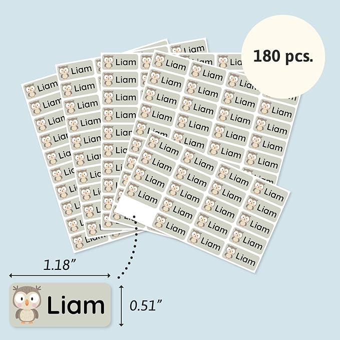 Personalized Name Labels for Kids (180) – Custom Waterproof & Durable Stickers for Clothing, Daycare, Office & School Supplies - Forest Animals