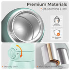 Portable Bottle Warmer for Travel, Dual Heating Modes for Breastmilk & Water, Portable Bottle Milk Warmer with Fast Heating & Long Battery Life, 10 Ounces Large Capacity (Green)