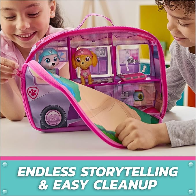 Paw Patrol Skye's World Pupcation Rescue Set with Skye, Everest & Liberty Bobble Head Toy Figures & RV Camper, Kids Toys for Boys & Girls Ages 3 & Up