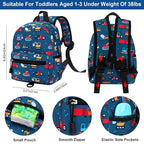 Accmor Toddler Backpack with Leash, Cute Baby Backpack with Anti Lost Wrist Link, Mini Kids Backpack Leash Walking Harness for Travel, Adjustable Excavator Backpack Tether for Boys Girls Ages 1-3