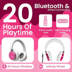 Puro Sound Labs BT2200 Plus Kids Bluetooth Headphones – Volume-Limiting 85dB, Studio-Grade Audio, Over-Ear & Comfy Design, 20-Hour Battery Life, Easy to Connect Wireless Headphones for Kids, Pink