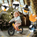 12" Balance Bike for 2, 3, 4, 5 Year Old Boys and Girls, Lightweight Nylon Frame Toddler Training Bike No Pedal Bikes for Kids with Adjustable Seat and Air Tires