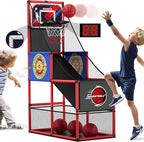 Basketball Arcade Game Indoor Outdoor, Kids Basketball Hoop with 4 Balls & Pump, Single Shot Basketball Game at Home, Carnival Games Sport Toys Gifts for Boys Girls Teens