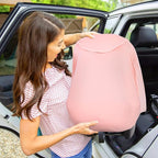 Metplus 2-in-1 Baby Car Seat Cover, Multi Use Cover for Baby Car Seat Canopy with Privacy Sun Shade, Protect Your Baby's Safety Seat with Style, Infant Carrier Covers for Boys & Girls