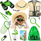 INNOCHEER Kids Explorer Kit & Bug Catcher Kit & Safari Costume Kit, Outdoor Exploration Set with Hat, Vest, Butterfly Net and Bugs Book for Boys Girls 3-12 Years Old (Camouflage Green)