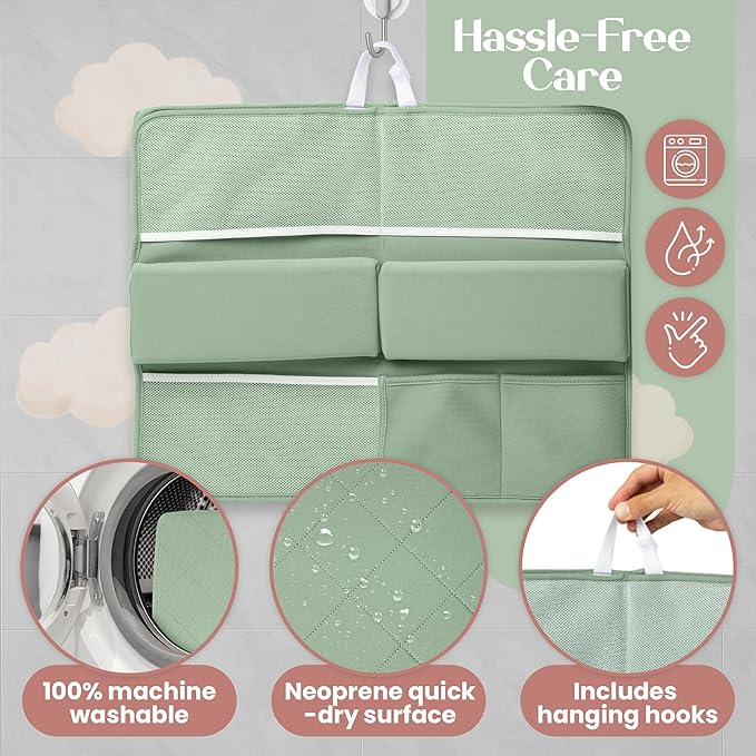 Bornealand® 2" Extra Thick Baby Bath Kneeler and Elbow Rest Pad Set + Hooded Towel - Embroidered Kneeling Pad for Bathing Baby - Dual-Layer Memory Foam Bathtub Kneeler and Elbow Rest Set