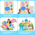 Stickers for Kids, Gem Stickers Kit, Travel Toys for Girls, 600+Sticker, DIY Scrapbooking Activity, 5 Princess Theme Diamond Art Kits for Kids Christmas Birthday Gifts for Girls Ages 3, 4, 5, 6, 7, 8
