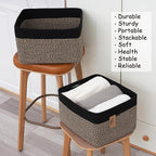 COMFY-HOMI Cotton Rope Woven Basket with Handles for Shelves,Toys,Book, Cloth Storage Baskets Bin for Organizing-13.5"x11"x9.5" Toy Decorative Organizer for Living Room, Bathroom-Black/Jute