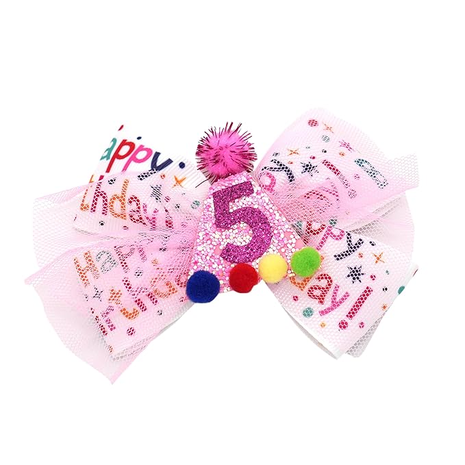 Birthday Hair Bow for Baby Girls 1 2 3 4 5 6 Years Sprinkle Decorations Party Hair Accessories for Five 5th Birthday Confetti Ice Cream