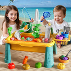 Kitchen Sink Toys Toddlers 3-5, Play Sink with with Electric Water Pump, Water Table for Kids Ages 4-8, Fishing Game Outdoor Toys Pretend Role Play Toys for Boys Girls 3 4 5 6 7 8