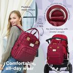 RUVALINO Diaper Bag Backpack, Multifunction Travel Pack Maternity Baby Changing Bags, Large Capacity, Waterproof, Purplish Red