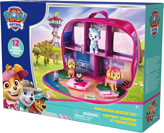 Paw Patrol Skye's World Pupcation Rescue Set with Skye, Everest & Liberty Bobble Head Toy Figures & RV Camper, Kids Toys for Boys & Girls Ages 3 & Up