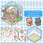5 Set 3D Scene Stickers DIY 3D House Stickers -Fun DIY Stickers Scene Make Your Own clothing store Shop Amusement park for Adult Kids-Make Your Own Stickers-Cute Cartoon Sticker Scenes for Adults Kids