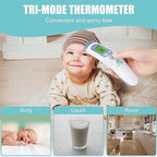 Amplim Non-Contact Forehead Thermometer for Kids and Adults. AmpMed No-Touch Baby Head Temporal Thermometer. Touchless Digital Fever Thermometer for Accurate Temperature Reading (White Blue)