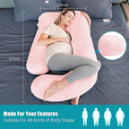 Cute Castle Pregnancy Pillows, Soft U-Shape Maternity Pillow with Removable Cover - Full Body Pillows for Adults Sleeping - Pregnancy Must Haves - Jumbo 57 Inch - Pink
