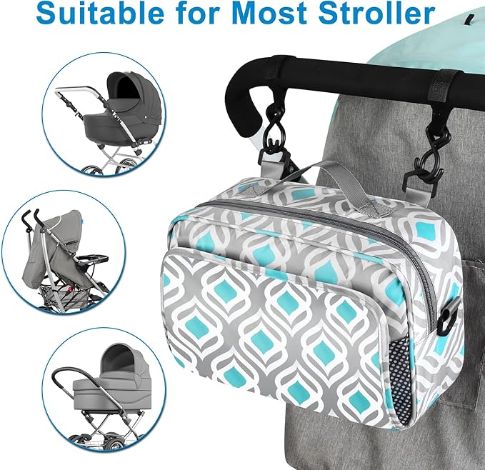Accmor Stroller Organizer, Universal Stroller Organizer with Insulated Cup Holder Pocket, Dual Purpose Large Capacity Stroller Bag Caddy, Stroller Accessories Fits for Uppababy, Doona, Nuna Strollers