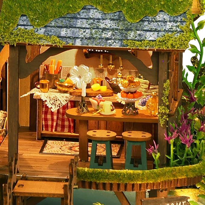 Lannso DIY Dollhouse Miniature Kit, Doll House Kit, Mini Handmade Wooden Dollhouse Toys for Adult Gift (EA002)