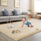 Baby Play Mat for Floor Tummy Time Mat Nursery Rug Muscle Area Playroom Rug Tatami 79"x118" Memory Foam 1.3" Thick Crawling For Babies,Toddlers, Infants, Kids,Floor(Beige)