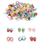 100PCS Baby Hair Ties, Cotton Toddler Hair Ties for Girls and Kids, Seamless Hair Bands, Elastic Ponytail Holders（Random color 100 B）