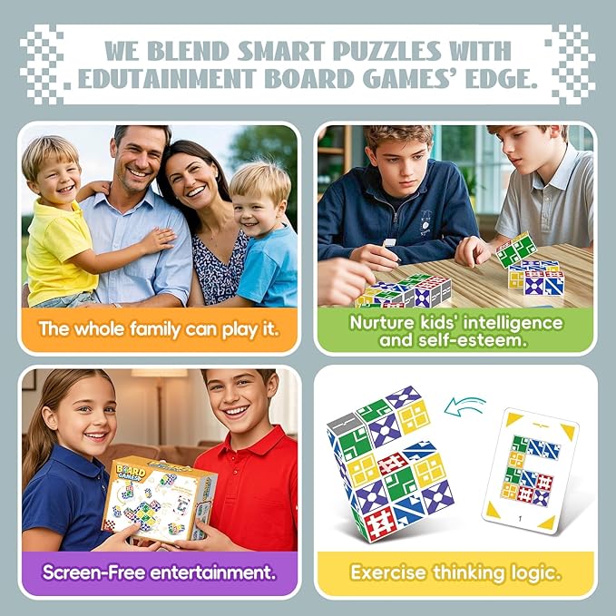Matching Puzzle Game for Kids & Adults, Family Board Games Block for Boys & Girls Ages 4-8 8-12, 2+ Player Card Puzzles for Children 3+ Year Olds