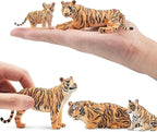 Toymany 6PCS Realistic Tigers Figurines with Tiger Cubs, 2-6" Jungle Animals Figures Family Set, Educational Toy Cake Toppers Christmas Birthday Gift for Kids Toddlers