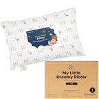 Mini Toddler Pillow with Pillowcase - 9x13 My Little Dreamy Travel Kids Pillow for Sleeping, Toddler Bed, Small, Tiny, Organic Cotton Pillowcase, Soft & Breathable, Kids 2-4 Years Old(Bumble Bear)