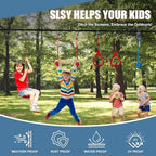 Slsy Ninja Warrior Obstacle Course for Kids, 50FT Durable Ninja Slackline Kit with 8 Accessories, Playset Equipment for Boys & Girls with Swing, Climbing Net, Ladder & Monkey Bars