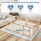 Foldable Wooden Baby Playpen Activity Center,Adjustable Size & Shape Portable Play Yard, Baby Fence Play Area with Gate for Indoor Use for Babies and Toddlers(84x56x24inches)