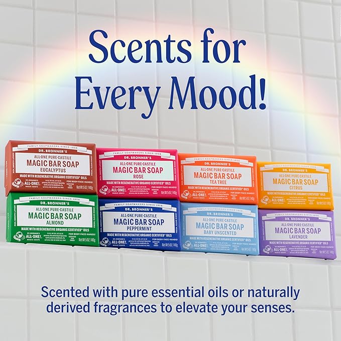 Dr. Bronner's Pure-Castile Baby Unscented Magic Bar Soaps - Made with Regenerative Organic Certified Oils - For Face, Hand, Hair Gentle on Sensitive Skin - Soap Bars for Men & Women - 2 Pack, 5 oz