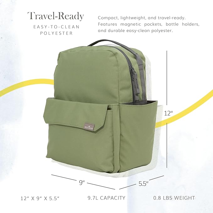 RED ROVR Mini Roo Lightweight Backpack | 6 pockets for everyday essentials (Moss)