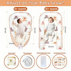 Baby Lounger - Baby Lounger for Newborn 0-24 Months, Breathable, Soft Cotton Baby Nest, Portable Infant Lounger for Home & Travel, Newborn Essentials Gift (Ivory Bear)