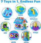 Montessori Toy for 1 Year Old Boy Gifts, Musical Baby Toy 9-12-18 Month, Bilingual Educational Toddler Toys Age 1-2, First Birthday Gift for 1 Year Old Boy (Blue)