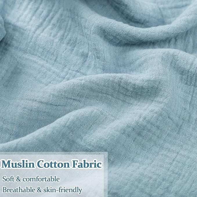 Baby Nursing Pillow Cover, Removeable Breastfeeding Pillow Slipcover, Muslin Nursing Case for Newborn Boys Girls, Soft Fabric Fits Snug On Infant, Washable & Breathable, Blue (Cover Only)