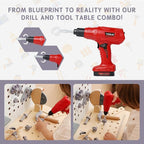 Wooden Kids Tool Bench with Electric Drill, Toddler Tool Bench with Storage Drawers and Platform, Toy Workbench Workshop with Play Tools Set for Boys and Girls, Perfect for Ages 3+