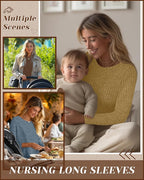 3 Pack Women's Nursing Long Sleeve Tops Breastfeeding Thermal Sweaters with Hidden Zipper Maternity Ribbed Shirts