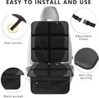 Car Seat Protector for Child Car Seat, 2 Pack Baby Car Seat Covers with Mesh Pockets & Non-Slip Backing 600D Durable Seat Protector Under Baby Car Seat for Car Back Seat (Black, Large)