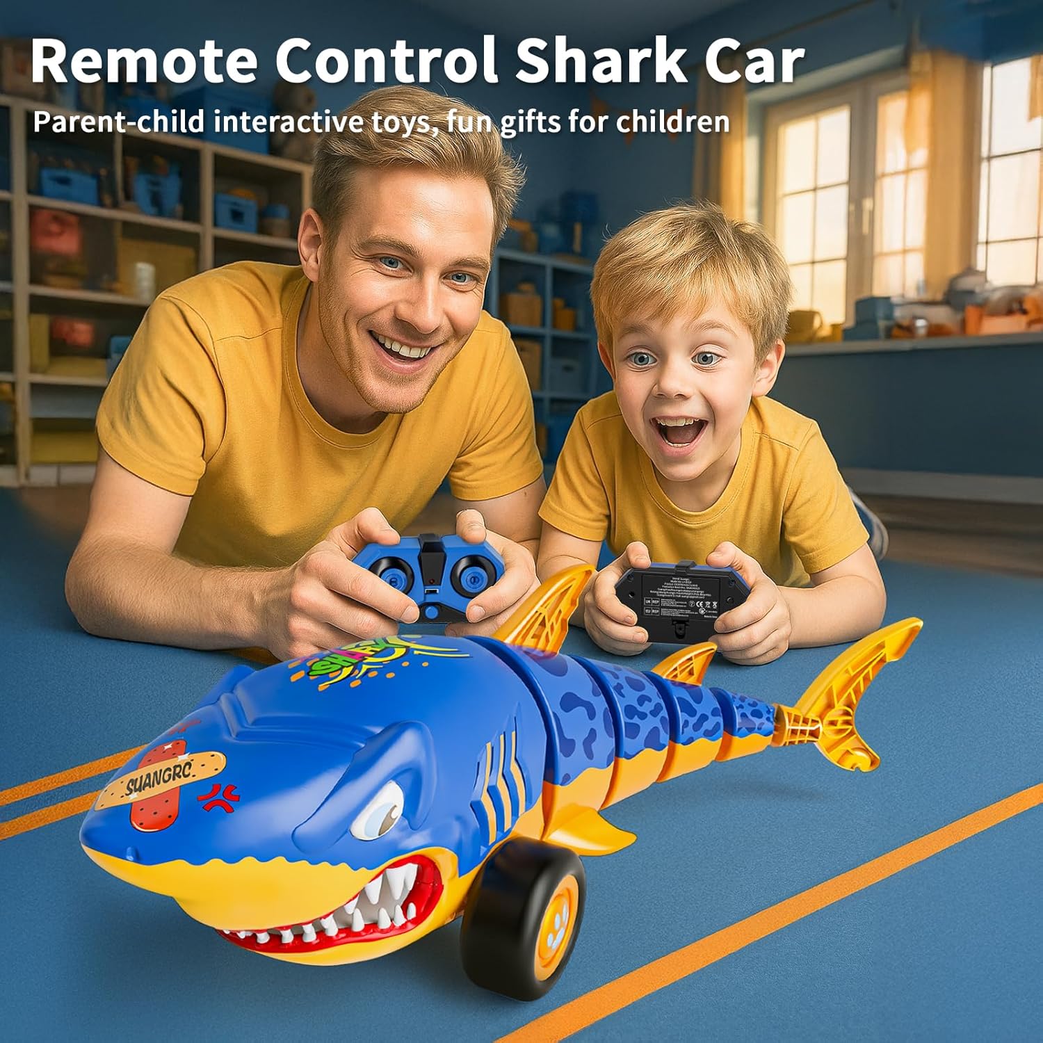 RC Shark Car Toy for Kids, 2.4Ghz Remote Control Shark with Swinging Tail, LED Lights, RC Car Toys for 3-6 Year Old Kids, Fun Gift Idea for Boys & Girls