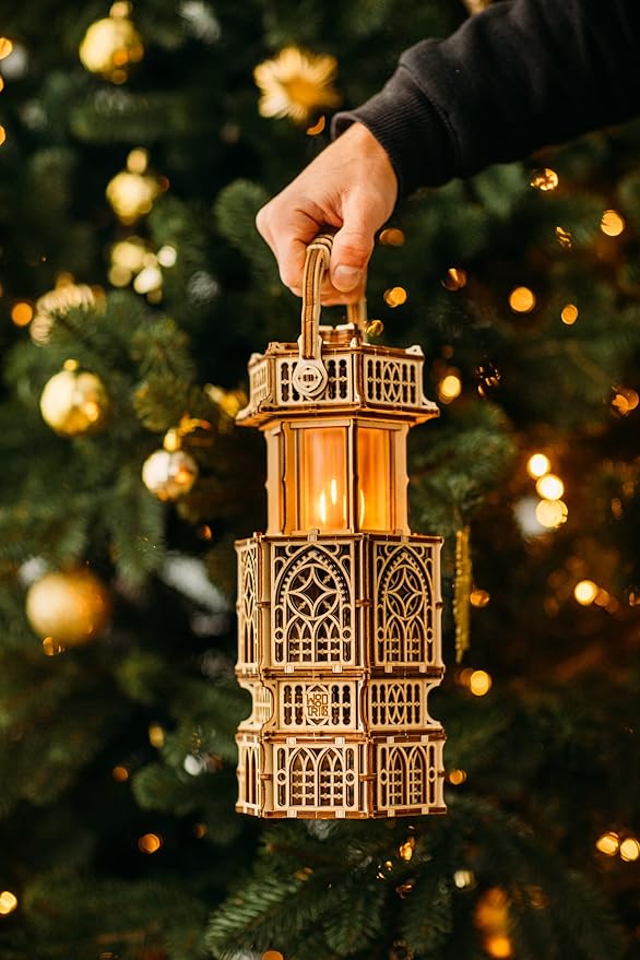 Wood Trick Antique Lantern Luminous LED 3D Wooden Puzzles for Adults and Kids to Build - 2-Mode Lighting - Engineering DIY Project Mechanical 3D Puzzle Model Kits for Adults