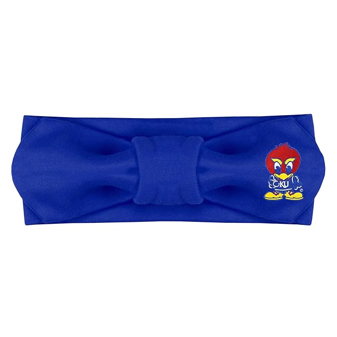 Creative Knitwear Kansas Jayhawks Infant Girls Royal Solid Hair Knot Headband Embroidered Logo - Size Newborn - 4T