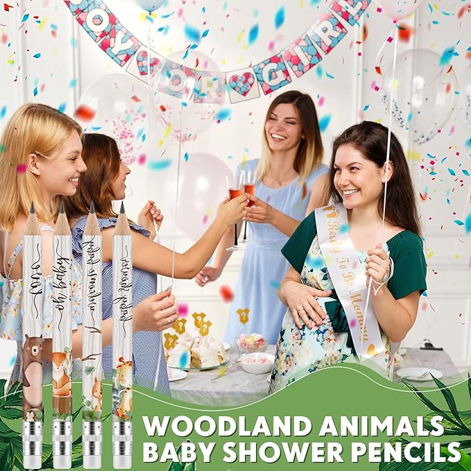 Tinlade 60 Pcs Wooden Animal Baby Shower Golf Pencils with Erasers Small Kids Sharpened Mini Pencils for School in Bloom Baby Shower Supplies