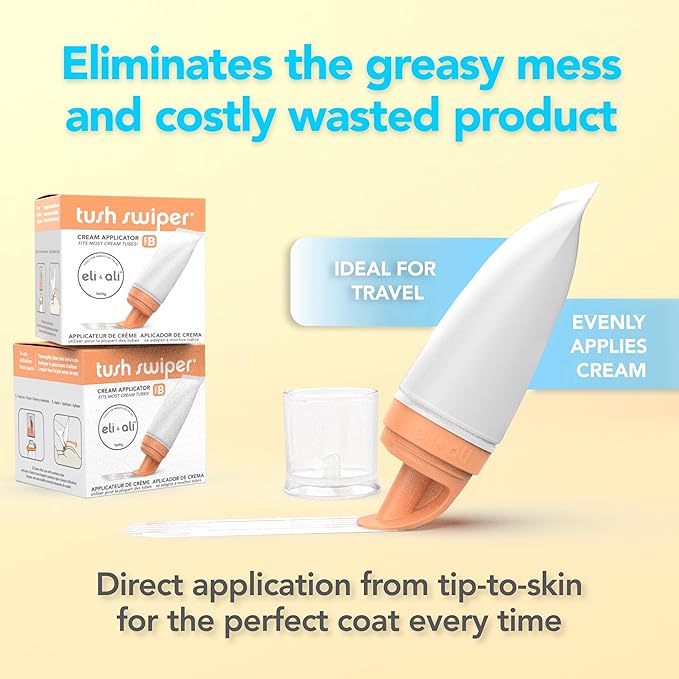 Eli & Ali Tush Swiper - Diaper Rash Cream & Butt Paste Applicator - Universal Fit for Most Diaper Creams | Mess-Free & Hygienic Alternative to Cream Spatula - Carry Less Baby Gear - Orange, 1 Pack