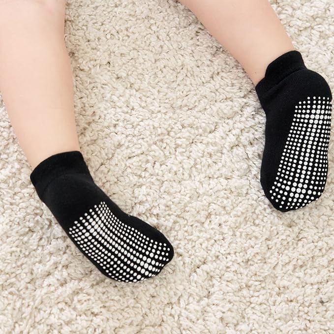 Zaples Baby Non Slip Grip Ankle Socks with Non Skid Soles for Infants Toddlers Kids Boys Girls