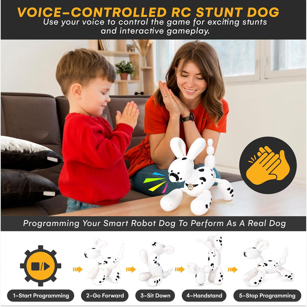 Top Race Remote Control Robot Dog - Smart Robotic Puppy Toy for Toddler - Fun Interactive RC Dogs - Durable Plastic Material - Versatile Educational Entertainment - White Dog Robot