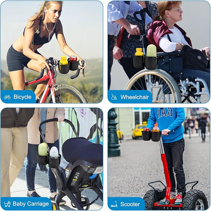 Accmor Stroller Cup Holder, Bike Cup Holder, Universal Cup Holder for Uppababy Nuna Doona Strollers, 2-in-1 Cup Phone Holder for Stroller, Bike, Wheelchair, Walker, Scooter